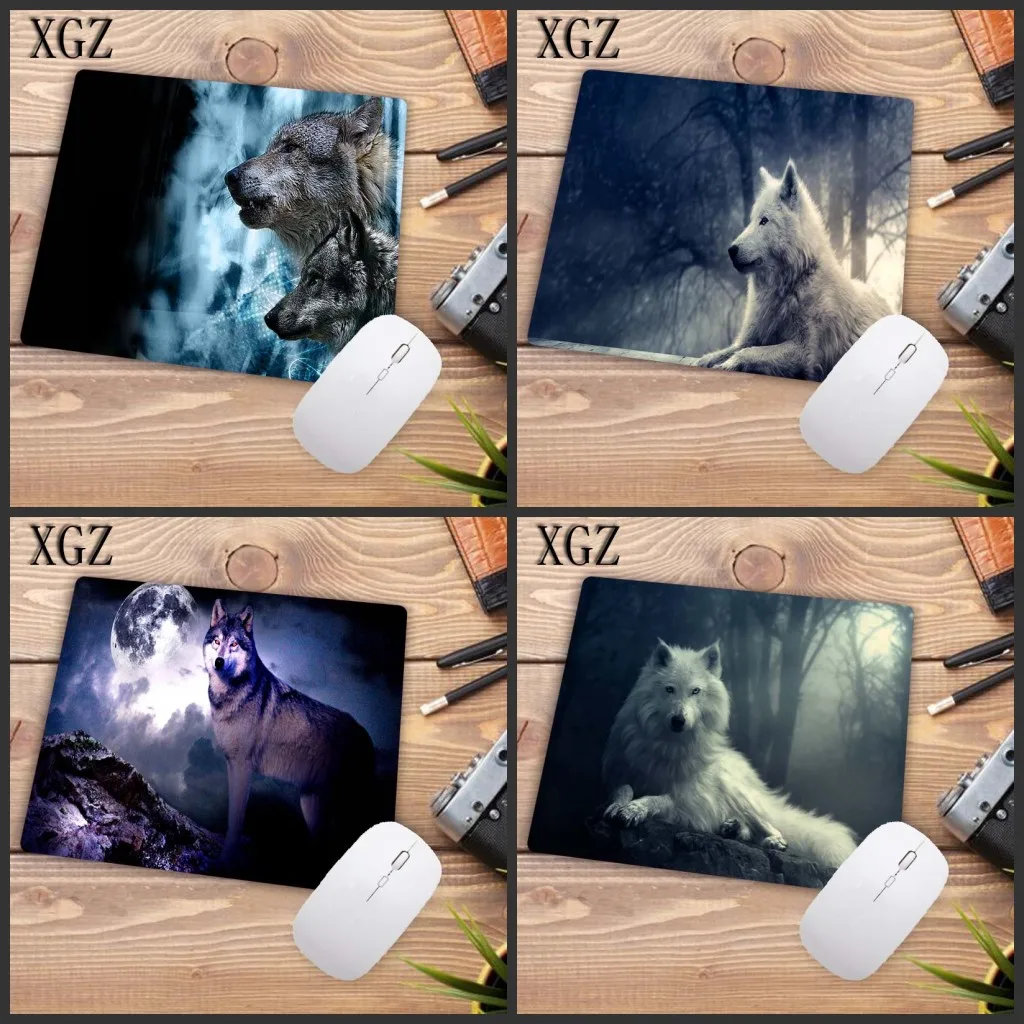 Игровой коврик для мыши XGZ с волком и всю луну, нескользящий коврик для мыши в виде животного, игровой Настольный коврик для ноутбука, размер игр 180x220 мм, акция