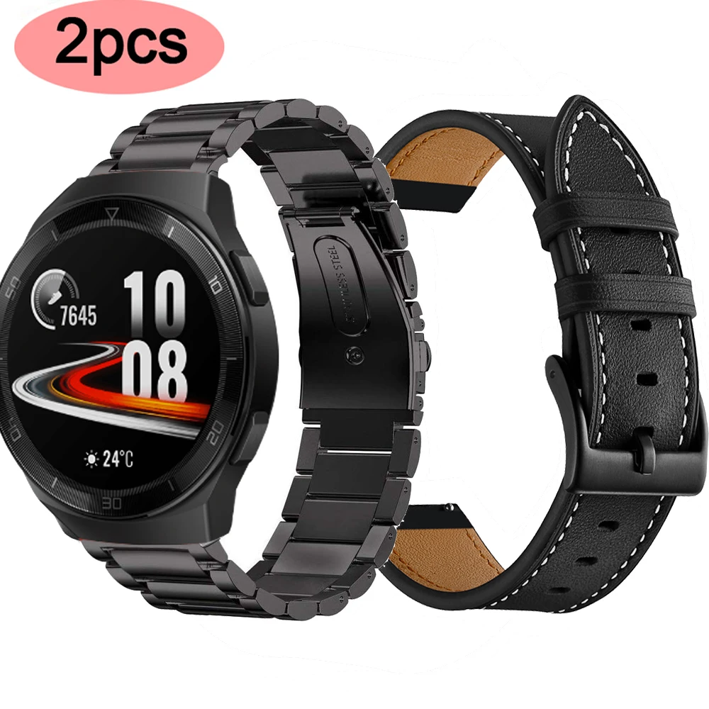 

Stainless Steel Wrist Straps For Huawei Watch GT 2E 46MM/GT 2/Active 46MM/GT Smart Watch 22MM Leather Bracelets For Honor Magic2