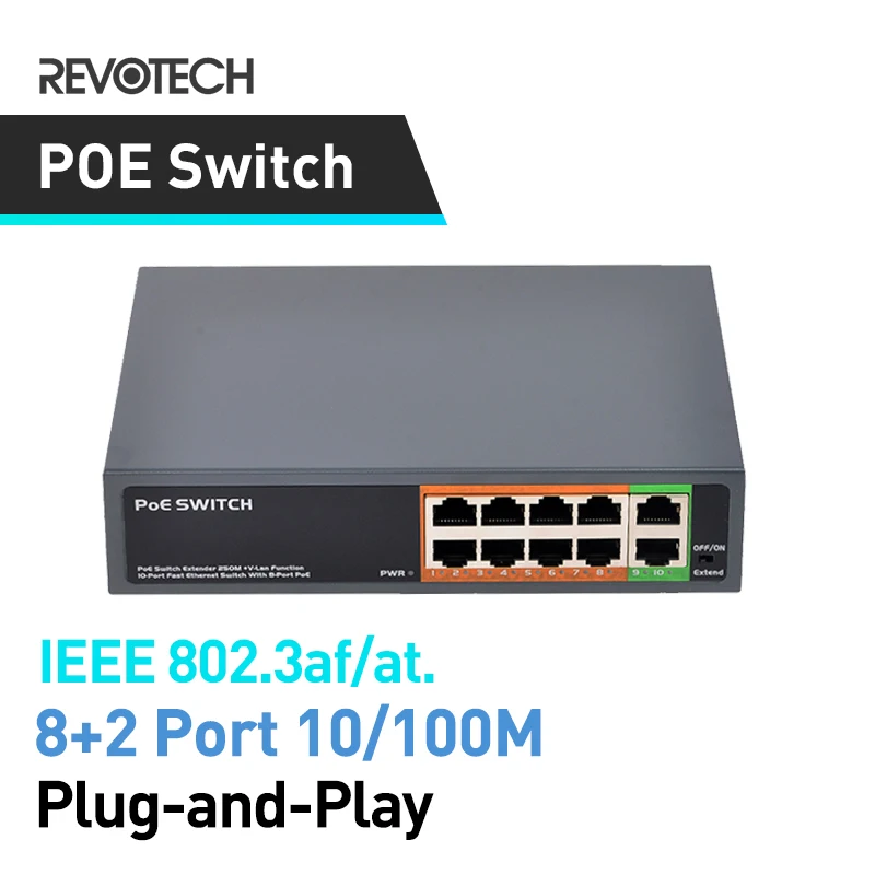 Коммутатор POE с 8 портами и поддержкой 10/100M IEEE802.3af/at 96 Вт 48 В подходит для