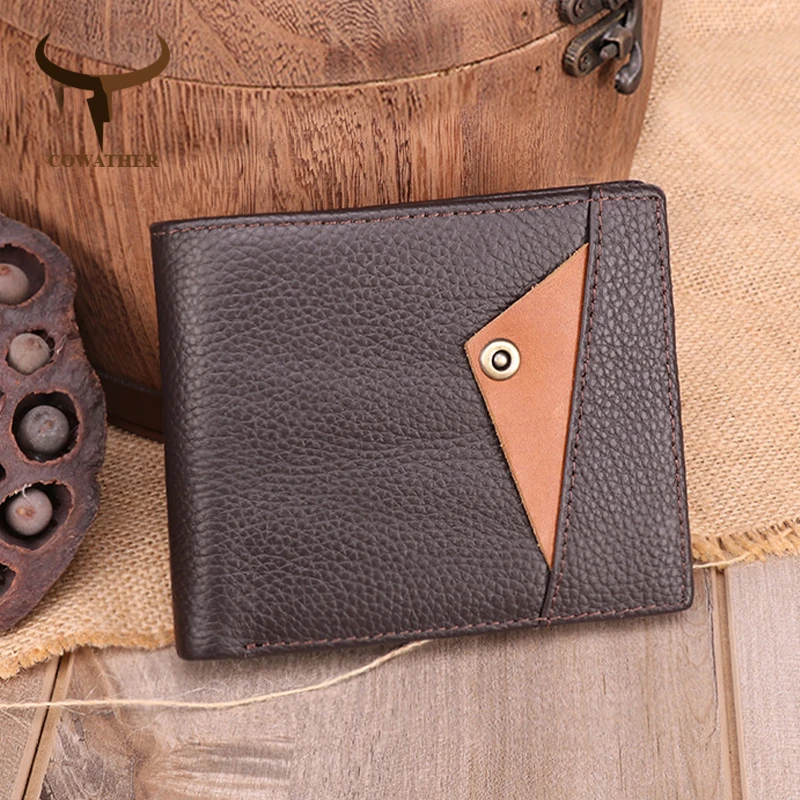 Короткий бумажник COWATHER для мужчин модный винтажный кошелек из воловьей кожи