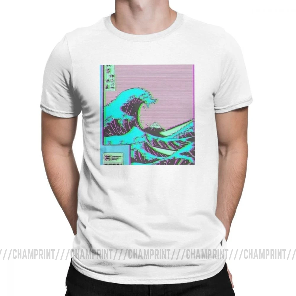 The Great Wave Off Vaporwave Kanagawa Мужская футболка винтажные футболки из чистого хлопка с