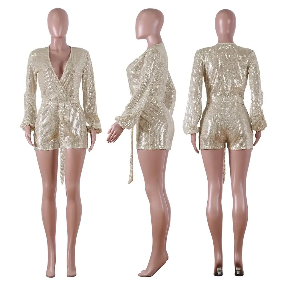Женский комбинезон с длинным рукавом элегантные вечерние комбинезоны блестками
