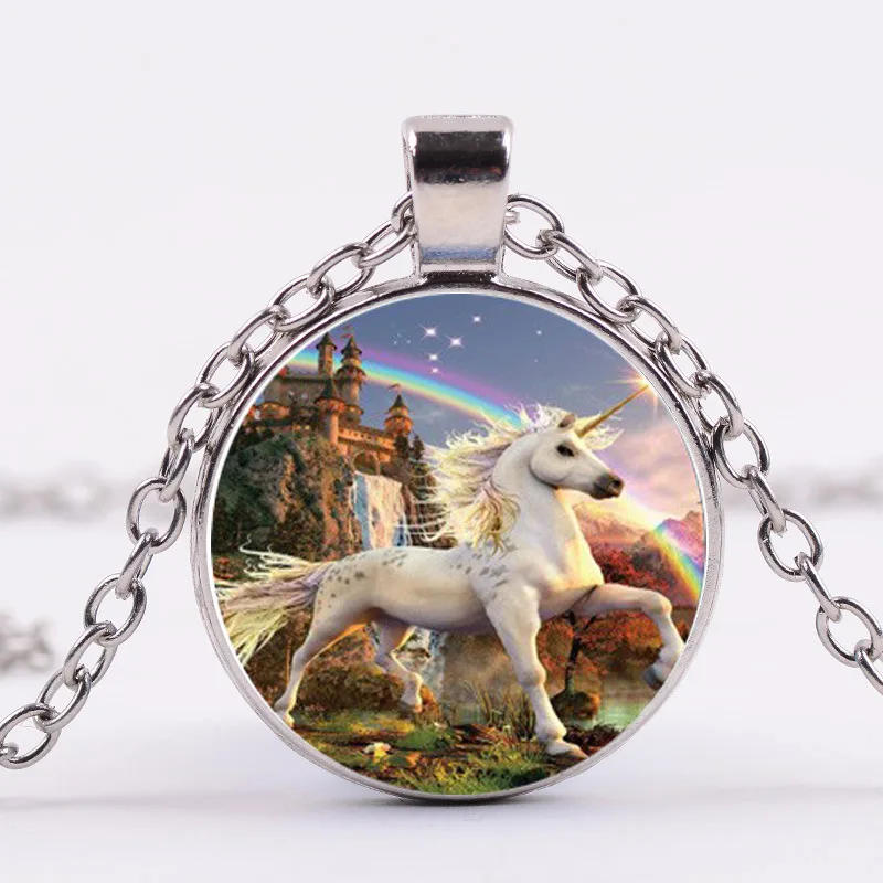 Абай классический Единорог белый дракон лошадь Радуга кулон ожерелье чокер для