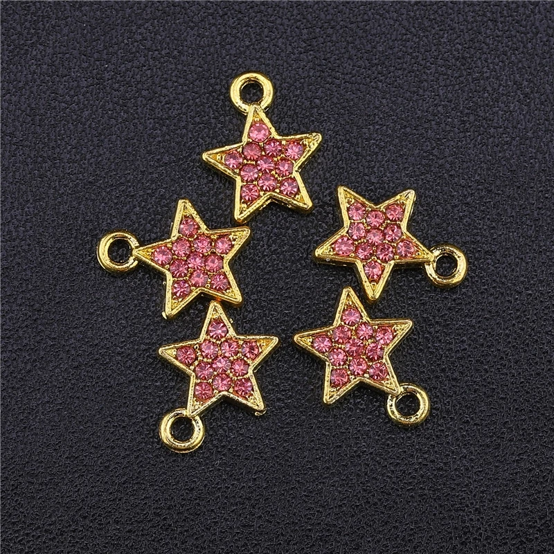As Photo 10 Pieces Juya DIY эмалированные Очаровательные Подвески Supplis Cz Стразы в форме сердца Национальный флаг США амулеты для создания модных ювелирных изделий - Окраска металла: As Photo 10 Pieces