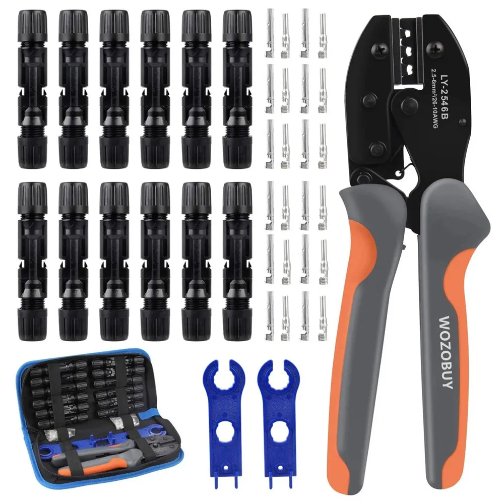 

Solar Crimping Tool for MC3 Cable Connector, with 12pcs Male Female Solar Connector Tool Kit for 2.5/4/6mm² Solar PV Wire