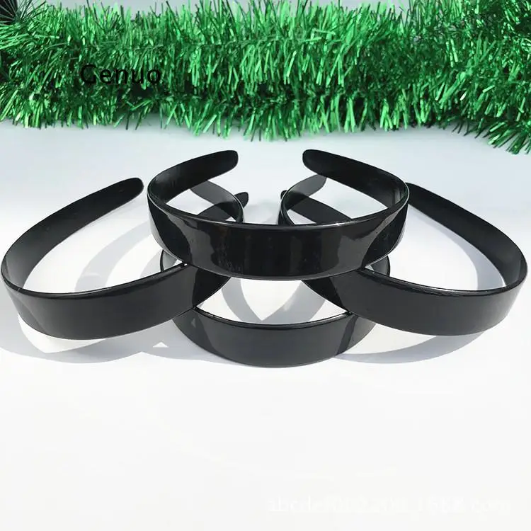 100 Pcs/lots Black Bezel Headdress 2.5Cm Headband Diy Hairband Plastic Flat Toothless Hair Hoop Jewelry Wholesale Accessories