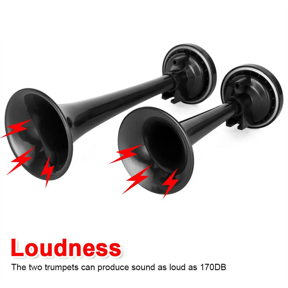

12V 178dB Car Auto Air Horn Super Loud Dual Tone Trumpet Set With 12V Compressor For Motorcycle Car Boat Truck Vehicle