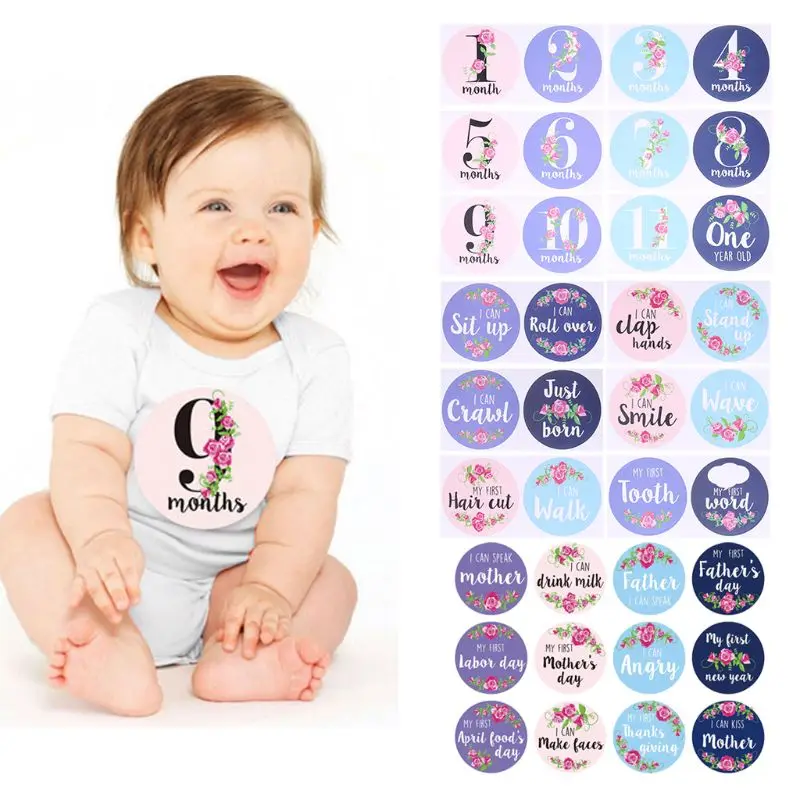 

12pcs/set Baby Pregnant Women Monthly Photograph Sticker Fun Month Milestone Stickers DIY Kid Souvenirs Prop