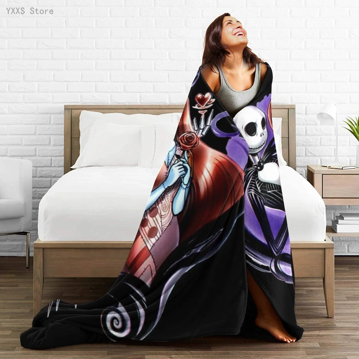 

Nightmare Before Chirstmas Sherpa Blanket Warm Super Soft Flannel Children Adult Bedspread Sofa Bedding Plush Quilt Plaid A1