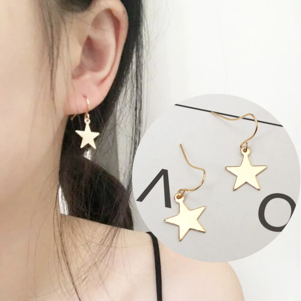 

New Fashion Drop Earrings Retro Five-pointed Star Statement Earrings Gold Listing Dangling Earrings For Women Jewelry Wholesale