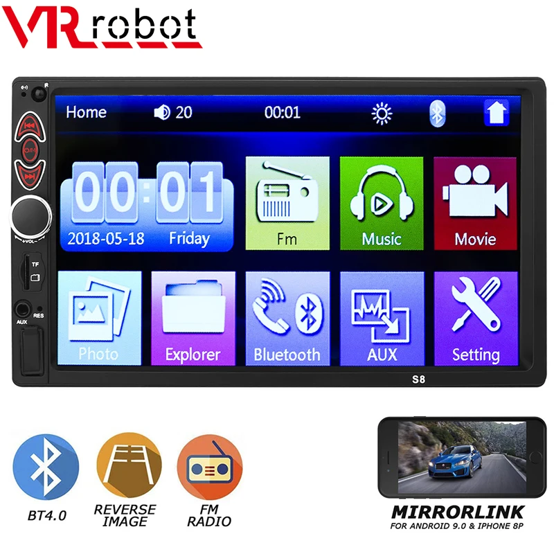 

VR robot 7 Inch HD Car FM Radio Bluetooth Stereo Multimedia Player with Touch Screen Support SD Card Play 2 Din Car MP5 Player