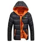 Модная мужская куртка National Geographic, парка с капюшоном, мужская теплая куртка на молнии, мужская пуховая куртка