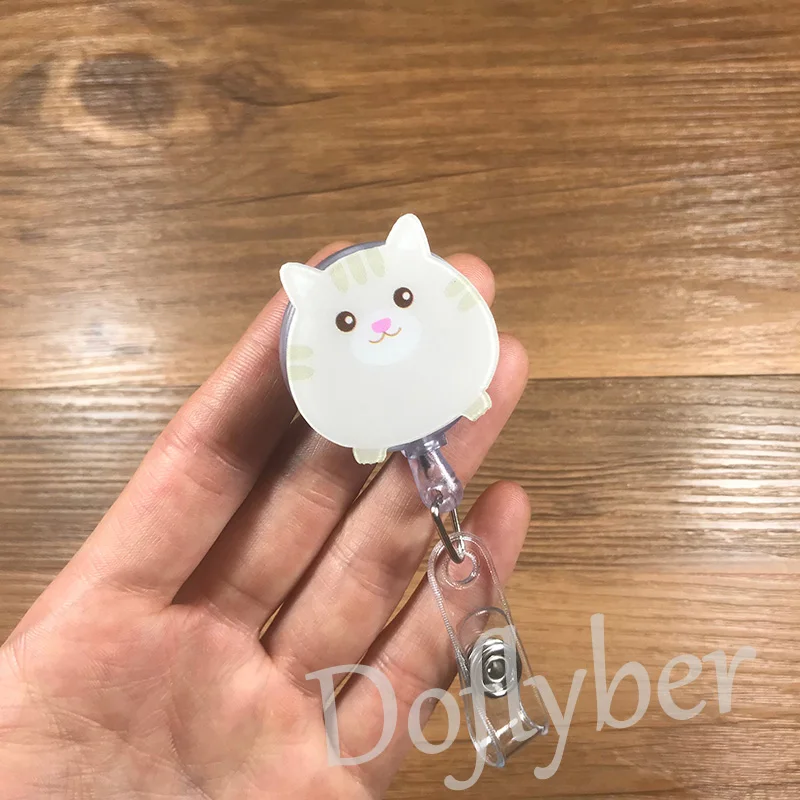 Выдвижной Бейдж с мультяшными животными собаками кошками лисой шнурок для