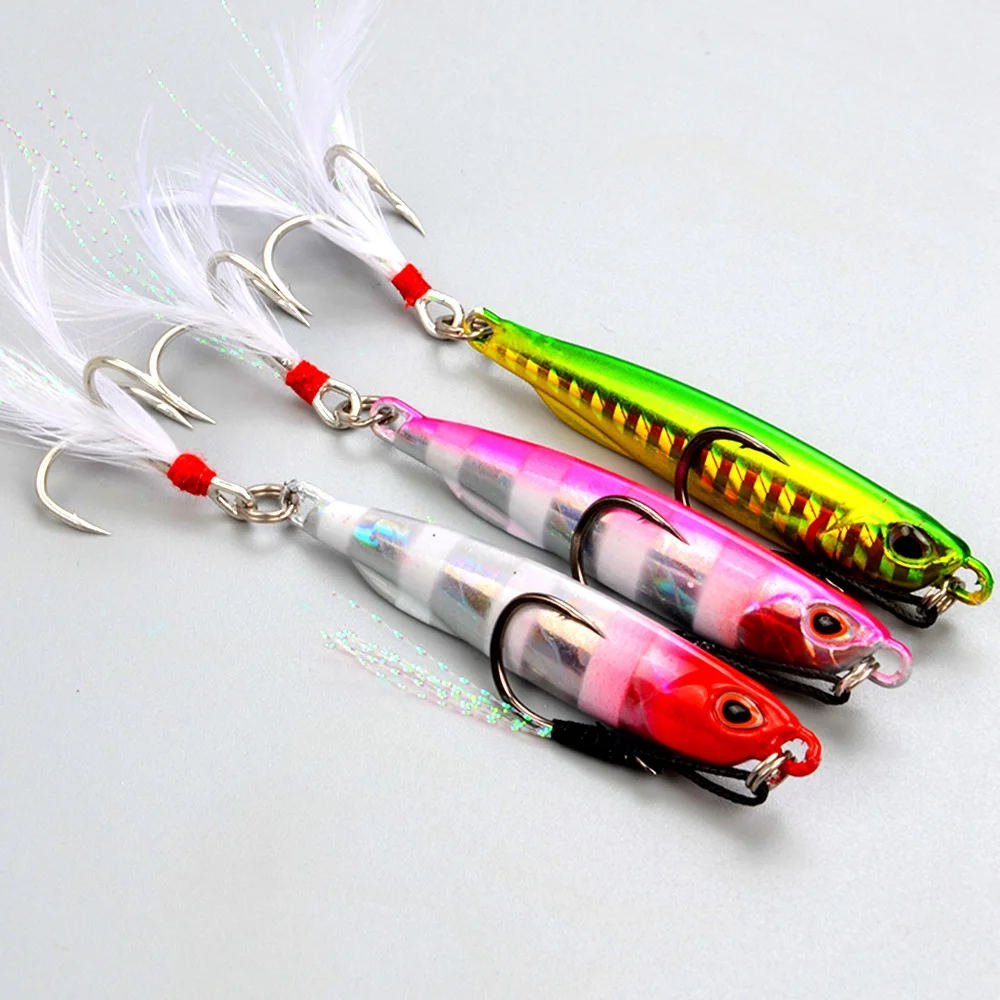 

2 pcs Japanese Metal bait Jigging fishing lure 10g/15g/20g/25g Saltwater fishing wobbler Lead head Stripe Bait Jigs leurre peche