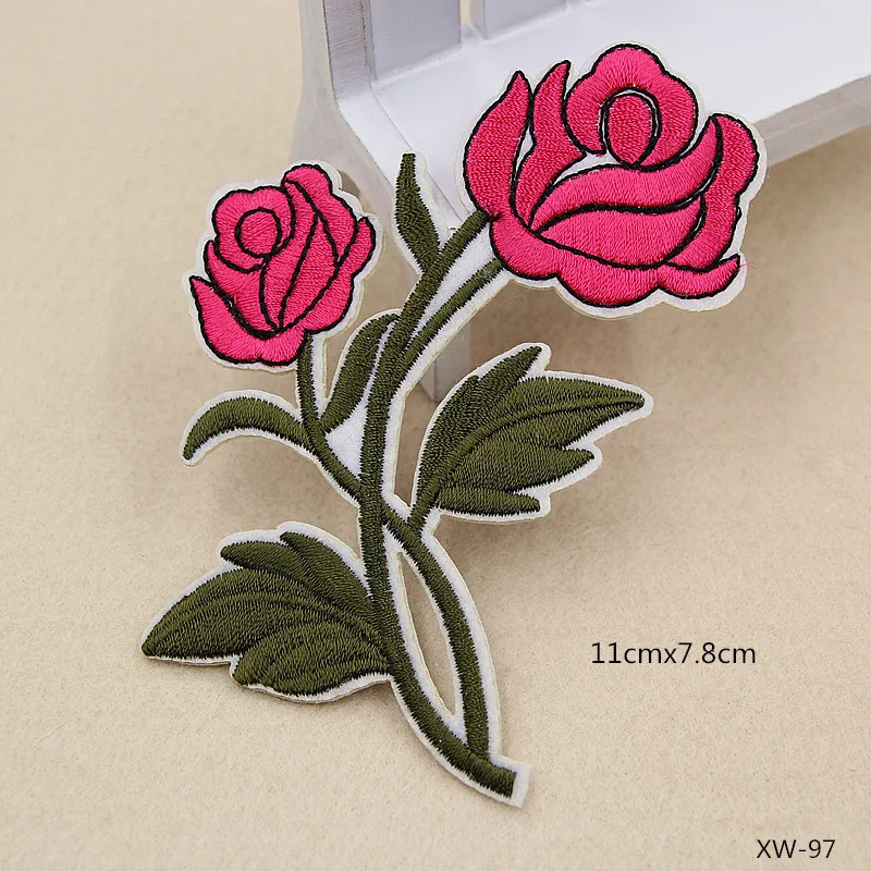 GUGUTREE вышивка нашивки в виде розы цветок патчи значки аппликации для одежды XW-141 |