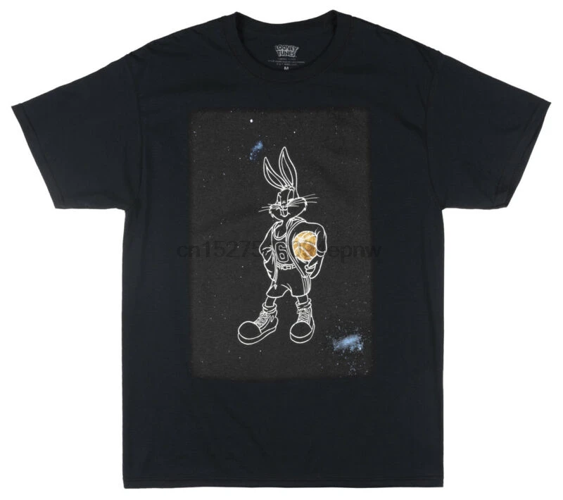 Мужская баскетбольная футболка Looney Tunes Space Jam Bugs Bunny черная в стиле ретро|Мужские