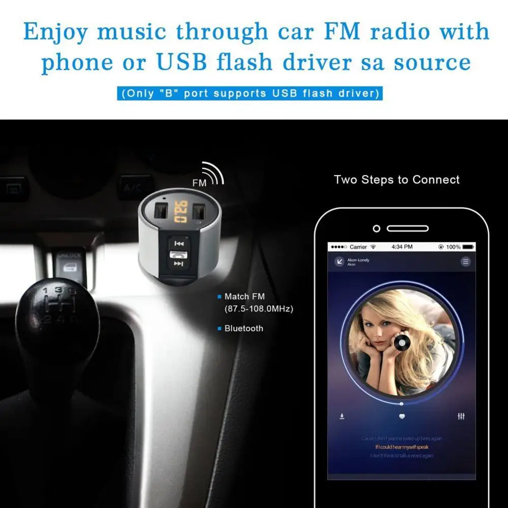 Bluetooth FM передатчик для автомобиля беспроводной радио адаптер автомобильный