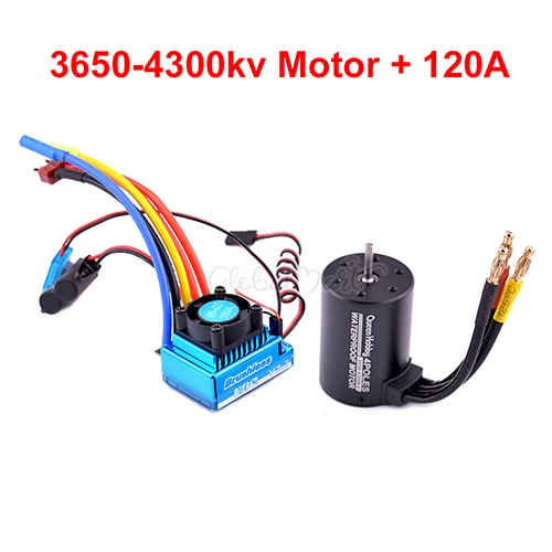 120A and 3650-4300KV 3650 3900kv 4300kv бесщеточный двигатель/45A 60A 80A 120A бесщеточный ESC электрический регулятор скорости пыленепроницаемый для 1:10 1/10 RC автомобилей - Цвет: 120A and 3650-4300KV
