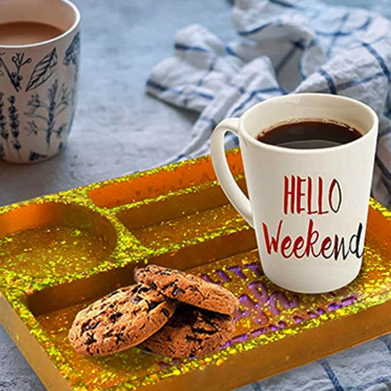 

T8DE Maple Leaf Silicone Pallet Resin Mold Rolling Pallet Mold Storage Box Casting Large Serving Board Pallet Mold