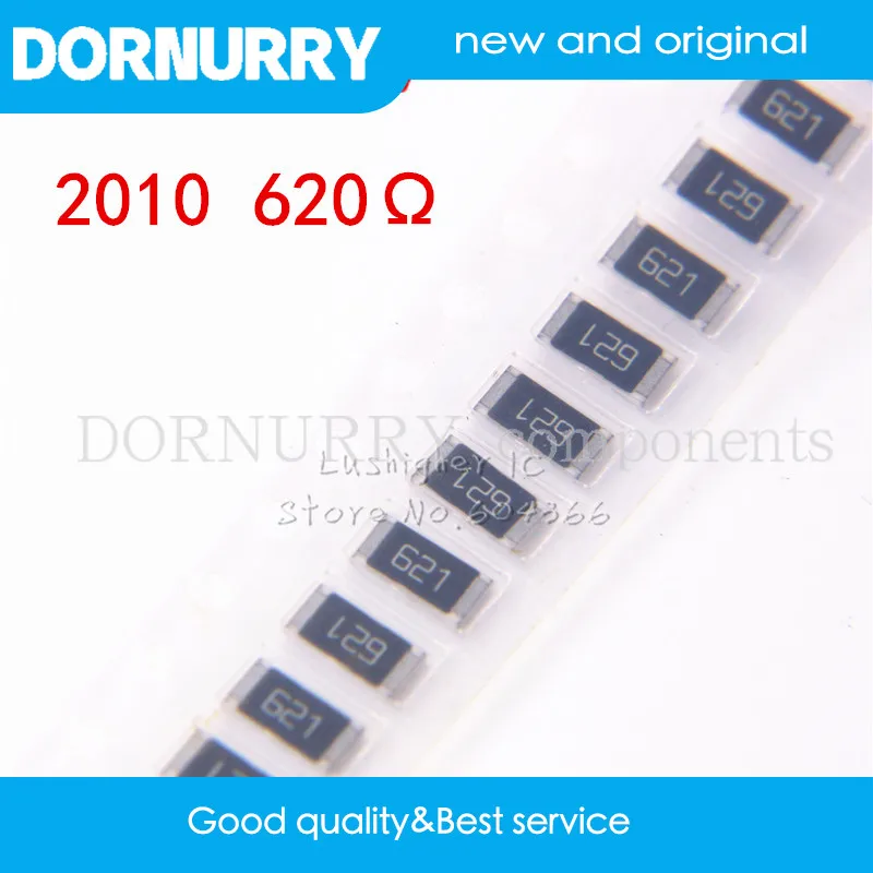

100 шт. 2010 SMD резистор 3/4 Вт 5% 1R 620 Ом 621 Ом маркировка: DORNURRY