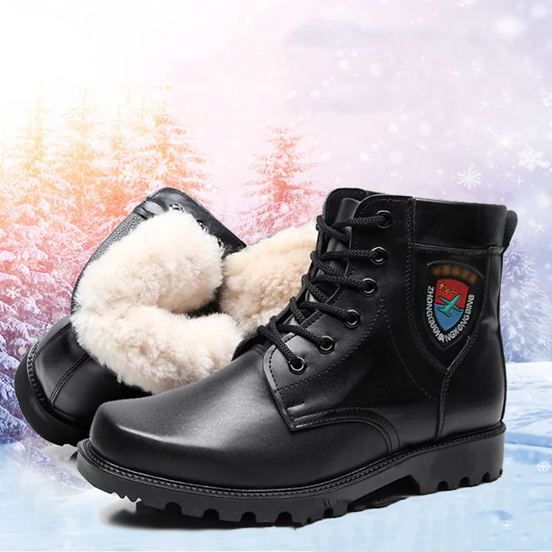 

YIGER Winter wool boots men's cotton shoes steel toe steel bottom Martins boots plus velvet warm boots ski boots safety shoes