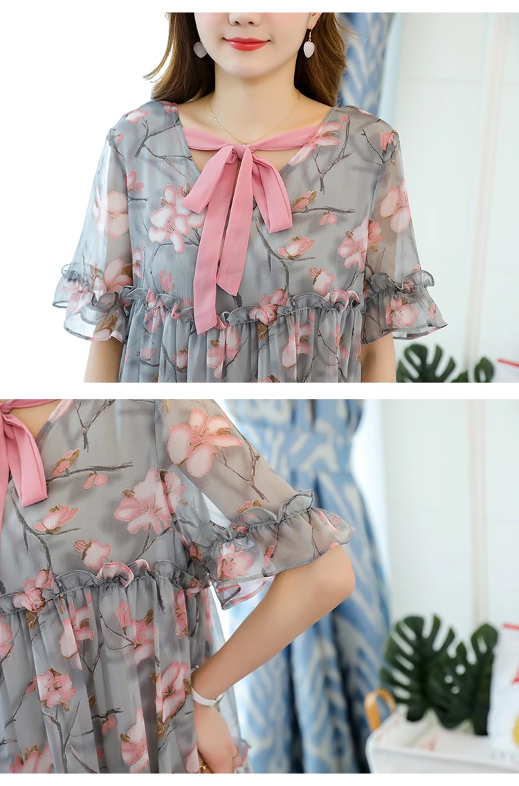 

Summer Short-sleeved Printed Maternity Dresses 2021 Fashion Loose Dresses for Pregnant Women Pregnancy Clothes