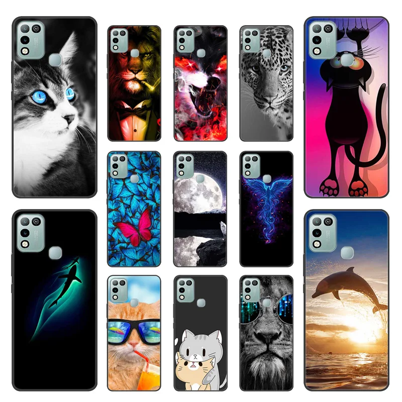 for infinix hot 10 play case cartoon soft silicon phone cases for infinix hot 11 play hot10 play global cover tpu cat wolf free global shipping