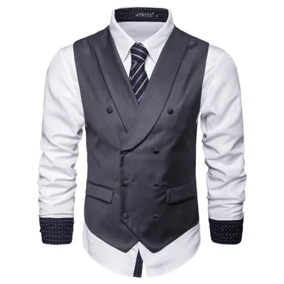 

Men's suit vest autumn and winter new fashion double-breasted men's business suit vest European size slim vest men 026