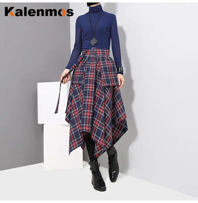 Женская Асимметричная юбка осенне-зимняя одежда элегантный пояс повседневная