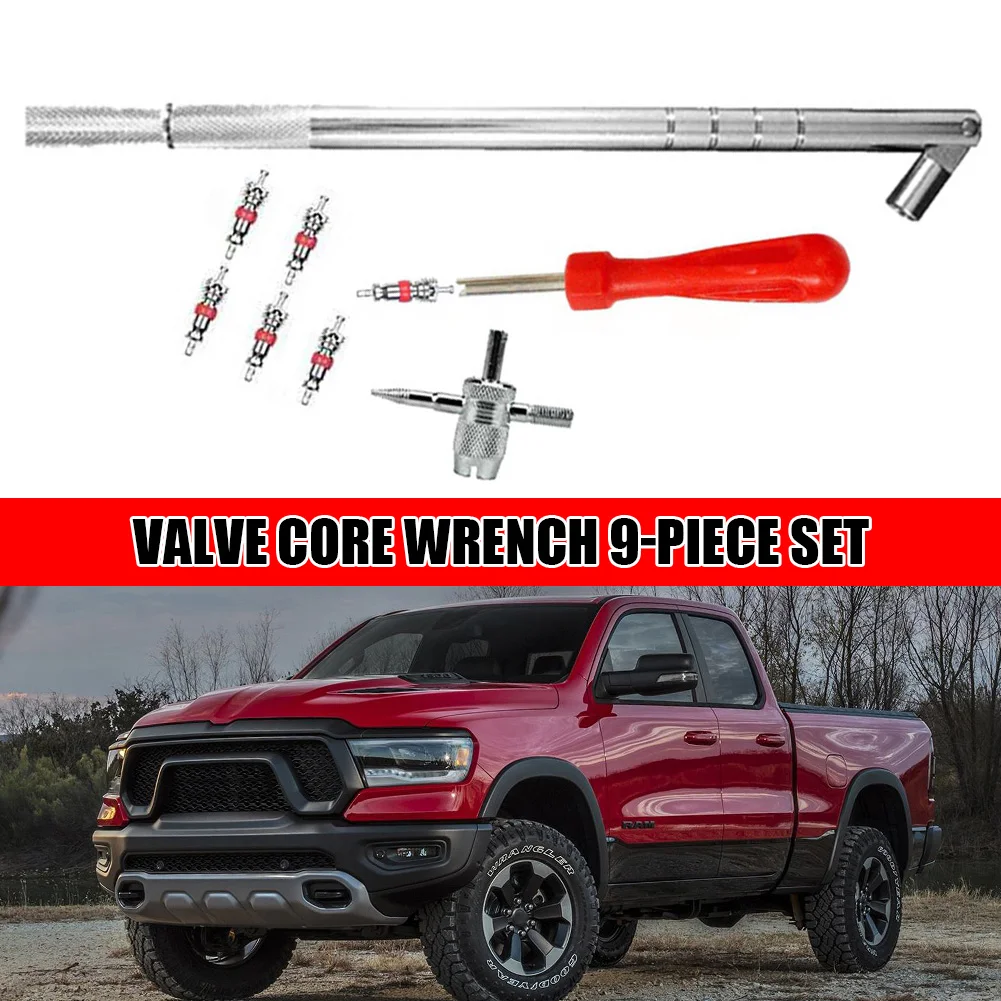 

9pcs/set Tire Repair Tools Zinc Alloy Valve Cores Core Remover Stem Puller 4 Way Tool for Car Bike Bicycle Motorcycle