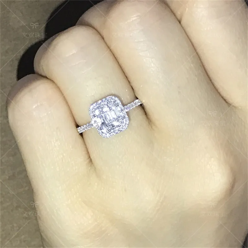 Женское кольцо из серебра 925 пробы с квадратным камнем|Кольца| |