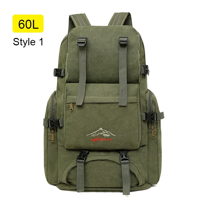 Style 1 Army 60L 60л большая походная сумка, рюкзак для путешествий, брезентовый армейский военный рюкзак, многофункциональная сумка для багажа, для альпинизма, Мужская походная сумка Tas XA26D - Цвет: Style 1 Army 60L