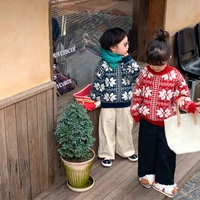 2021 kids christmas sweater children boy autumnwinter sweaters korea girl tops baby knit outerwear new toddler knitted cardigan