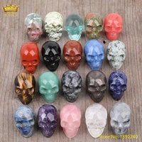natural gemstones carved skull head mineral healing jewelryhome room decor quartz crystal figurine skull meditation jewelry