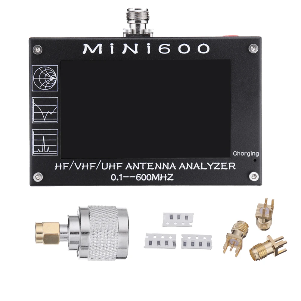 Mini600 4,3 дюймов ЖК-дисплей HF VHF UHF анализатор антенны 0,1-600 МГц измеритель коэффициента стоячей воды 1,0-1999 5 V/1.5A для радио C6-007