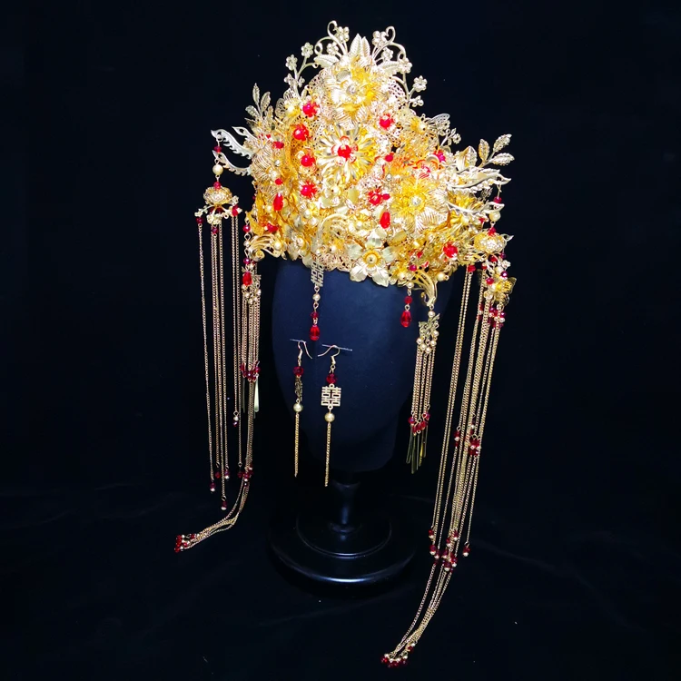 HIMSTORY винтажный китайский стиль золотая корона для волос традиционный свадебный