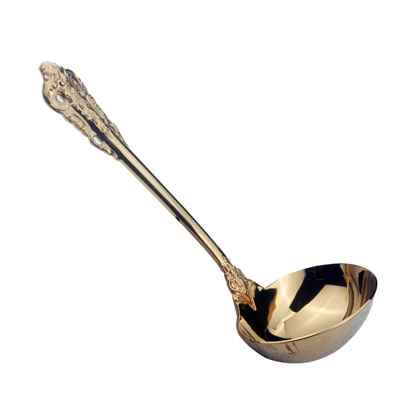 

1 Pcs Stainless Steel Meal Dinner Scoops Tableware Colander Long Stalk Spoon Kitchen Strainer Rice Ladle Soup Spoon Solid Color
