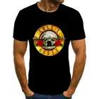 Новая модная футболка в стиле панк, Мужская черная футболка с принтом Guns N Roses, хэви-метал, 3D пистолет, роза, футболки в стиле хип-хоп, S-6XL