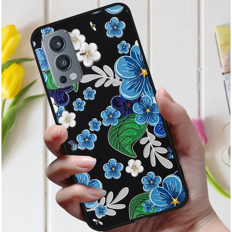3d emboss flower case for oneplus nord 2 5g cover cute relief case for one plus nord ce 2 5g phone case nord2 5g coque fashion free global shipping