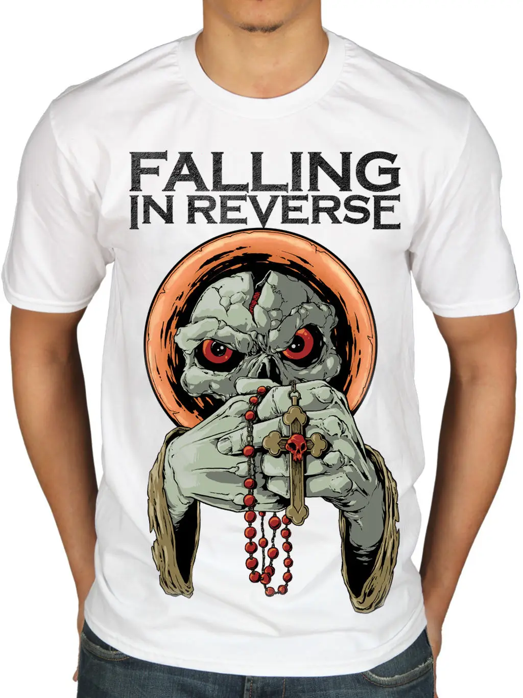 

Official Falling In Reverse I'm No Saint T-Shirt Rock Ban Merch Ronnie Radke Print T Shirt Mens Short Sleeve Hot Top Tee