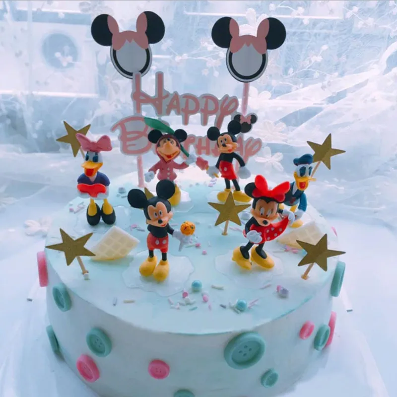 Disney 6pcs 8cm Mickey Minnie Mouse Donald Duck Pluto Goofy Pvc Action Figure Model Doll Toys Cake Decoration Baby Toy Gift | Игрушки и