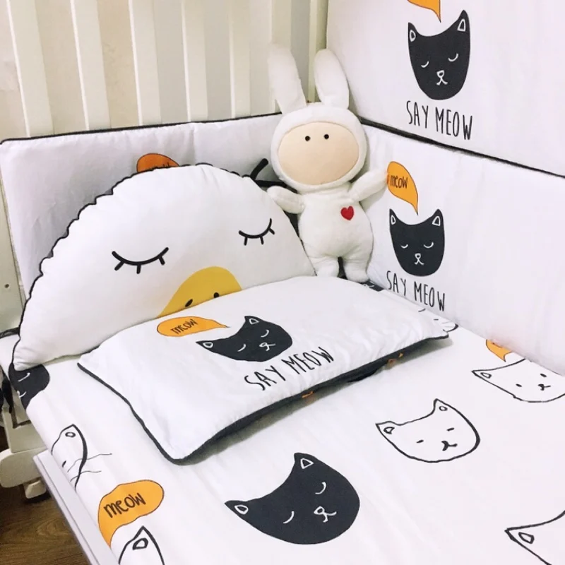 Простыня для детской кровати хлопковая черно белая детская кроватка с рисунком
