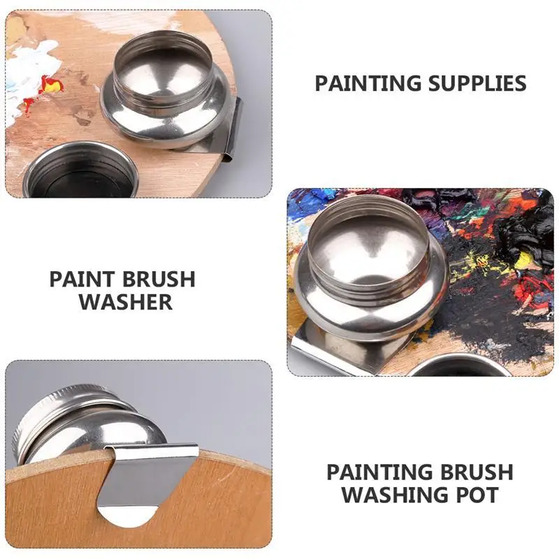 

Stainless Steel Painting Brush Washing Pot Color Mixing Pen Washing Pot with Lid
