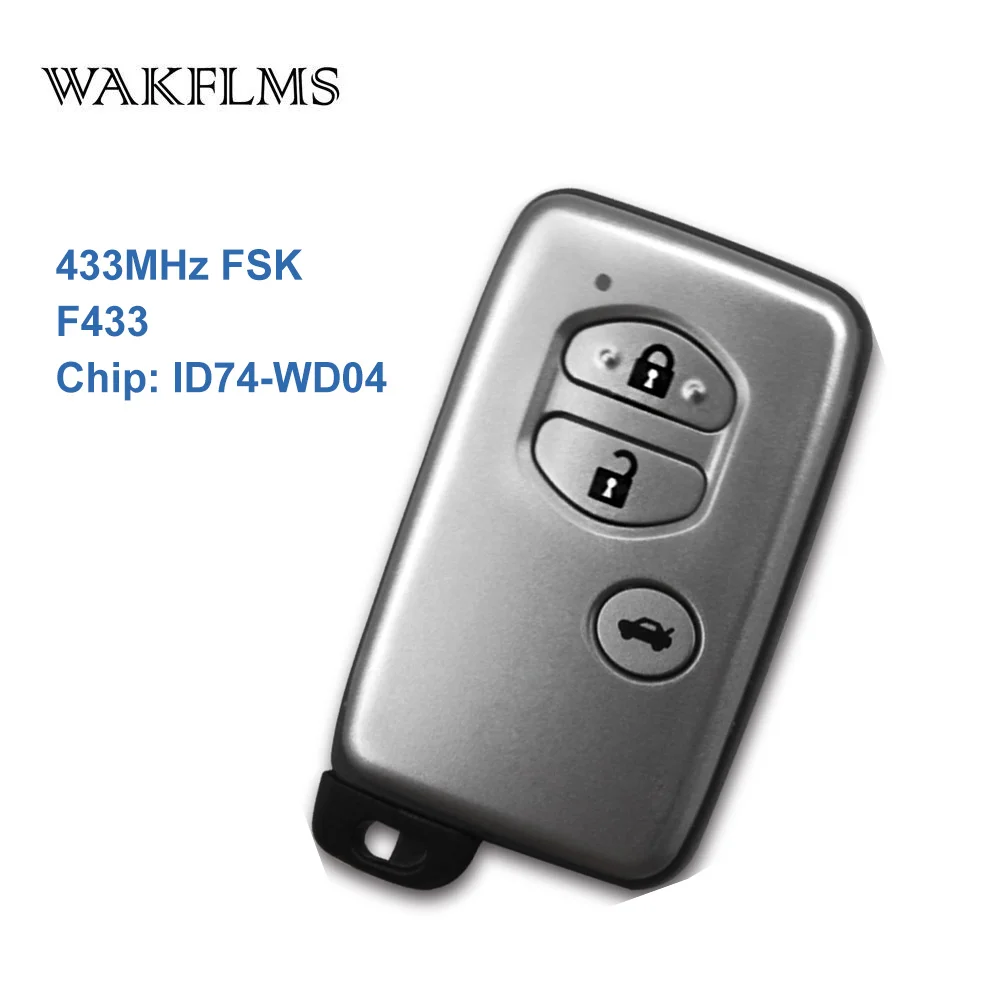 3 кнопки 433 МГц номер платы F433 ID74 WD04 чип серебристый ключ без ключа для автомобиля