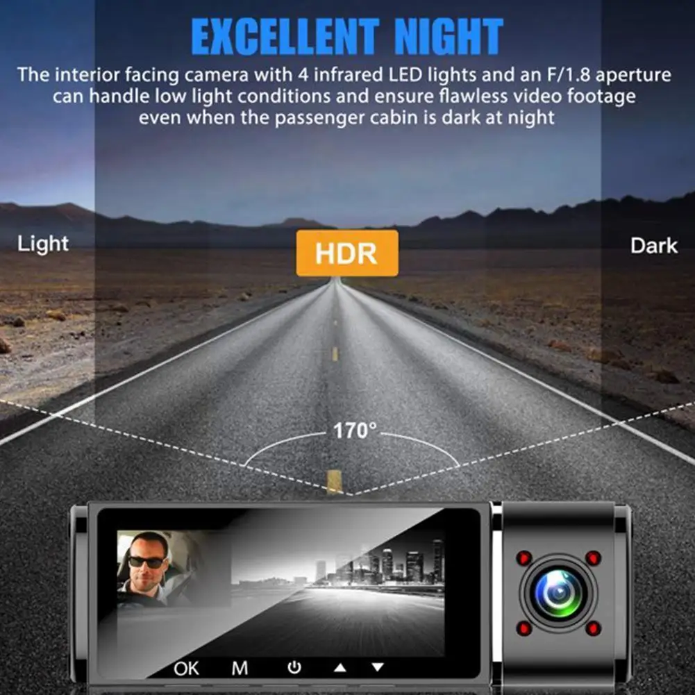 

Dual Camera Car Dash Cam Car Dvr Registrator Full HD 1080P Video Recorder Front and Inside Cabin Camera for Uber Taxi Drive M6O3