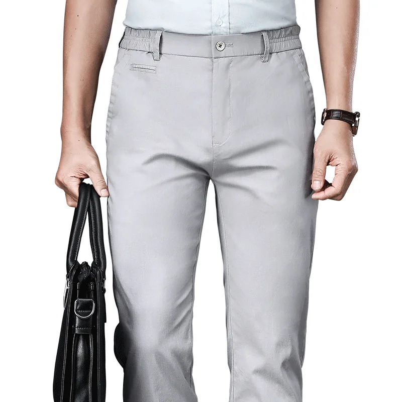 

Spring/summer new thin linen casual trousers for men loose stretch straight trousers for men business trousers ramie cotton