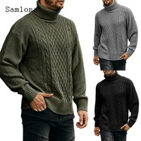 plus size 3xl men knitted sweater england style fashion skinny pullovers men streetwear turtleneck top solid pleated sweaters