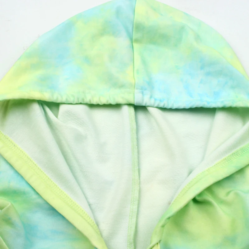 

Women's Dress Autumn Winter Casual Tie Dyed Long Sleeve Hooded Mini Dresses for Women Drawstring Pockets Pullover Woman Clothing