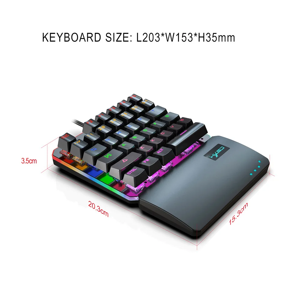 

Gamer Keyboard V200 Replacement 8 Backlit Mode Green Axis 35Keys Mechanical Keyboards Mini USB Wired Keypad for PUBG LOL