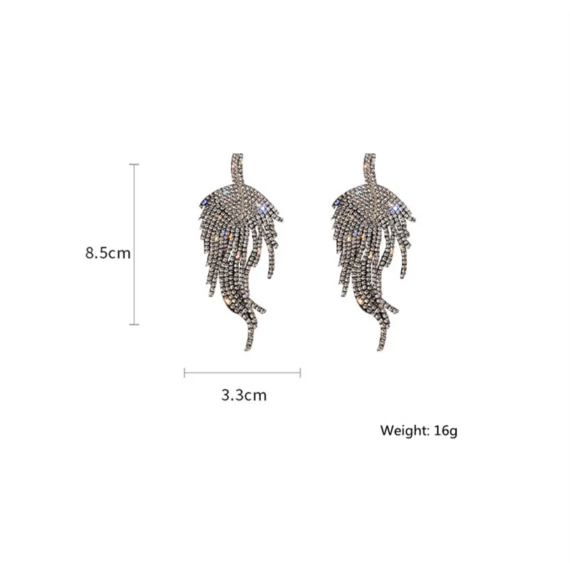 FYUAN длинные висячие серьги Стразы с золотыми листьями для женщин модные